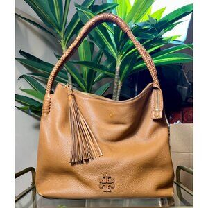 AUTHENTIC TORY BURCH CAMEL BROWN LEATHER MCGRAW HOBO SHOULDER BAG